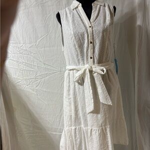 Draper James White Sleeveless Polo Collar Sundress